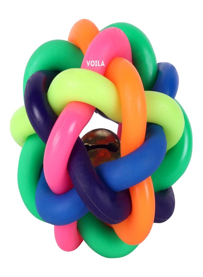 Voila Multi-Color Dog-Toy Ball, Durable & Bouncy Fetch Ball for Extra Small, Small & Medium Breeds, Interactive Rubber for Teething & Playtime, Fun & Safe Balls (Pack of 1) Multicolor - Image 1